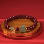 Buddha Stones 925 Sterling Silver Year of the Dragon Natural Cinnabar Hetian Jade Dragon Fu Character Ruyi As One Wishes Charm Blessing Bracelet Bracelet BS Cinnabar(Wrist Circumference 14-16cm) Fu Character Charm