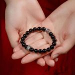 Buddha Stones Chinese Zodiac Natal Buddha 925 Sterling Silver Black Obsidian Moonstone Strength Bracelet Bracelet BS 5