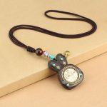 Tibet Ebony Five God of Wealth Thangka Necklace Pendant Necklaces & Pendants BS White