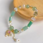 Buddha Stones Amethyst Green Aventurine Strawberry Quartz Positive Elephant Charm Bracelet 19