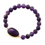 Buddha Stones Natural Amethyst Crystal Balance Marquise Pattern Bracelet Bracelet BS 4