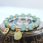 Buddha Stones Year of the Dragon Red Agate Green Aventurine Peace Buckle Fu Character Lucky Fortune Bracelet Bracelet BS 5