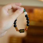 Buddha Stones Five Elements Black Onyx Red Agate Wisdom Wealth Bracelet Bracelet BS 5
