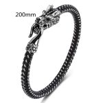 Buddha Stones Dragon Titanium Steel Protection Luck Bracelet Bracelet BS Black&White 200mm