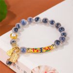 Buddha Stones Natural Blue Candy Agate Amulet Strength Bracelet Bracelet BS 2