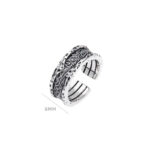 Buddha Stones 925 Sterling Silver Retro Tang Dynasty Flower Design Luck Adjustable Ring Ring BS 7