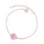 Buddha Stones 925 Sterling Silver Cherry Blossom Blessing Chain Bracelet Rotatable Ring Bracelet BS 6