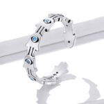 Buddha Stones 925 Sterling Silver Hamsa Symbol Zircon Adjustable Ring Ring BS 4