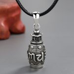 Buddha Stones Om Mani Padme Hum Copper Creativity Necklace Pendant Necklaces & Pendants BS Six True Words Necklace Pendant(with Black Rope)