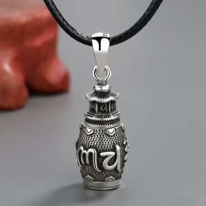 Buddha Stones Om Mani Padme Hum Copper Creativity Necklace Pendant Necklaces & Pendants BS Six True Words Necklace Pendant(with Black Rope)