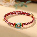 Buddha Stones Colorful Rope Zongzi Pattern Luck Handmade Child Adult Bracelet Bracelet BS Colorful Rope-Single Zongzi(Blue)(Wrist Circumference 12-20cm)