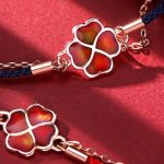Buddha Stones 925 Sterling Silver Color-changing Four Leaf Clover Luck Protection Red String Bracelet Bracelet BS 9