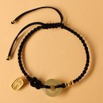 Buddha Stones Hetian Jade Peace Buckle Fu Character String Luck Bracelet 9