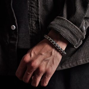 Buddha Stones Retro Dragon Scale Pattern Success Strength Bracelet Bracelet BS 22cm