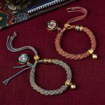 Buddha Stones Tibetan Handmade Luck Protection Thangka Prayer Wheel Bell Charm Braid String Bracelet Bracelet BS 21