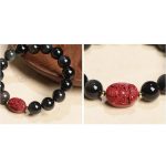 Buddha Stones Chinese Zodiac Natal Buddha Natural Black Obsidian Cinnabar Purification Bracelet Bracelet BS 30