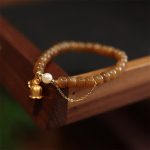 Buddha Stones 925 Sterling Silver Natural Hetian Jade Lily Of The Valley Charm Bracelet Bracelet BS 1