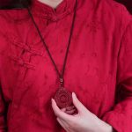 Buddha Stones Chinese Zodiac Natural Cinnabar Bagua Amulet Keep Away Evil Spirits Necklace Pendant Necklaces & Pendants BS 5