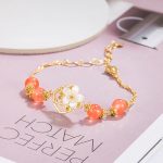 Buddha Stones Red Agate Tridacna Stone Flower Confidence Bracelet Bracelet BS 3