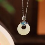 Buddha Stones 925 Sterling Silver Plated Gold Year of the Dragon Hetian Jade Peace Buckle Copper Coin Abundance Necklace Pendant Necklaces & Pendants BS Dragon&Silver Chain