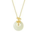 Buddha Stones 925 Sterling Silver Natural Hetian Jade Carnation Flower Prosperity Necklace Pendant Necklaces & Pendants BS 4