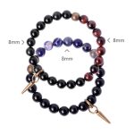 Buddha Stones Black Obsidian Sodalite Crystal Copper Strength Couple Bracelet Bracelet BS 4