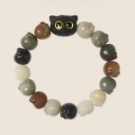 Buddha Stones Natural Bodhi Seed Lovely Paw Ebony Wood Lucky Cat Wisdom Bracelet Bracelet BS 3