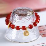 Buddha Stones Natural Red Agate Blessing Letter Confidence Bracelet Bracelet BS 1