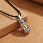 Buddha Stones Tibet Om Mani Padme Hum Carved Wisdom Purity Chain Leather Rope Necklace Pendant Necklaces & Pendants BS Om Mani Padme Hum&Leather Cord