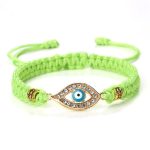Buddha Stones Evil Eye Keep Away Evil Spirits String Bracelet Bracelet BS Light Green Light Blue Evil Eye Gold Border