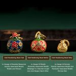 Buddha Stones Gold Swallowing Beast Family Charm Liuli Glass Bead Fortune Bracelet Bracelet BS 24