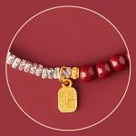 Buddha Stones 925 Sterling Silver Cinnabar Fu Character Blessing Bracelet Bracelet BS 8