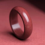 Buddha Stones Cinnabar Om Mani Padme Hum Auspicious Clouds Blessing Ring Ring BS Cinnabar 22mm