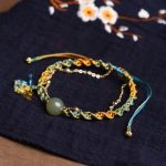 Buddha Stones Handmade Colorful Rope Luck Jade Bead Abundance Double Layer Bracelet Bracelet BS 5