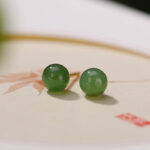Buddha Stones 925 Sterling Silver Round Cyan Jade Healing Calm Stud Earrings Earrings BS 11