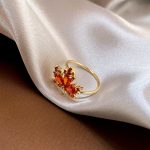 Buddha Stones Maple Leaf Zircon Luck Necklace Pendant Ring Earrings Necklaces & Pendants BS 9