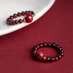 Buddha Stones Garnet Cinnabar Lucky Bead PiXiu Om Mani Padme Hum Rose Protection Ring Ring BS main