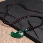 Buddha Stones Red Agate Green Agate Moon Pattern Confidence Calm Necklace Necklaces & Pendants BS 9