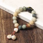 Buddha Stones Natural Bodhi Seed Lovely Paw Ebony Wood Lucky Cat Wisdom Bracelet Bracelet BS 9
