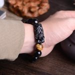 Buddha Stones Natural Black Obsidian PiXiu Tiger's Eye Strength Bracelet Bracelet BS 4