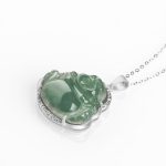 Buddha Stones 925 Sterling Silver Laughing Buddha Natural Jade Luck Prosperity Necklace Chain Pendant Necklaces & Pendants BS 3