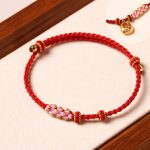 Buddha Stones Handmade Peach Blossom Protection Braided Rope Bracelet Bracelet BS 6