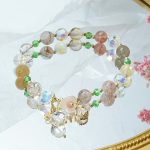 Buddha Stones Strawberry Quartz Rutilated Quartz Fluorite Flower Healing Bracelet Bracelet BS 21