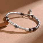 Buddha Stones 999 Sterling Silver Bamboo Pattern Cicada Luck Wealth Bracelet Bracelet BS 1