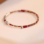 Buddha Stones 925 Sterling Silver Luck Koi Fish Braided Colorful String Bracelet Anklet Bracelet BS 12