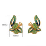 Buddha Stones 925 Sterling Silver Plated Gold Natural Cyan Jade Butterfly Luck Healing Earrings Earrings BS 6