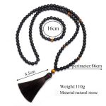Buddha Stones 108 Mala Beads Frosted Stone Tiger Eye Balance Bracelet Necklace Pendant Bracelet Necklaces & Pendants BS 8