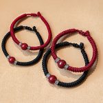 Buddha Stones 925 Sterling Silver Natural Cinnabar Bead Calm Handmade Braided String Bracelet Bracelet BS 14