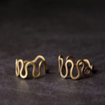 Buddha Stones Simple Curved Brass Design Copper Luck Wealth Adjustable Ring Ring BS 2