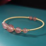 Buddha Stones Natural Strawberry Quartz Love Healing Bracelet Bangle Bracelet BS 4